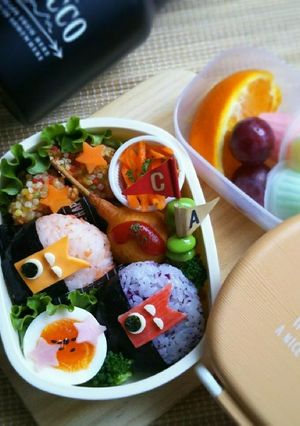 キャラ弁 ２色の鯉のぼりおにぎり弁当-レシピのメイン写真