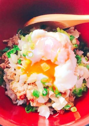角煮リメイク。温泉卵のせネギ豚丼-レシピのメイン写真