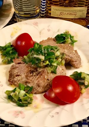 マグロ ほほ肉のステーキ 塩レモン仕立て-レシピのメイン写真