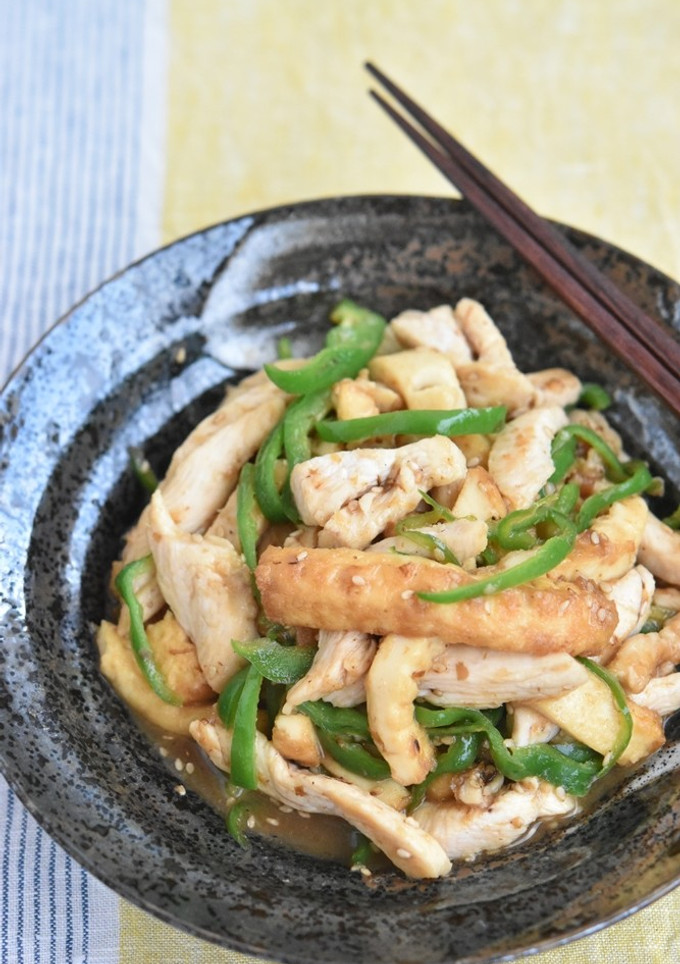 鶏むね肉と厚揚げピーマンの甘辛炒め-レシピのメイン写真
