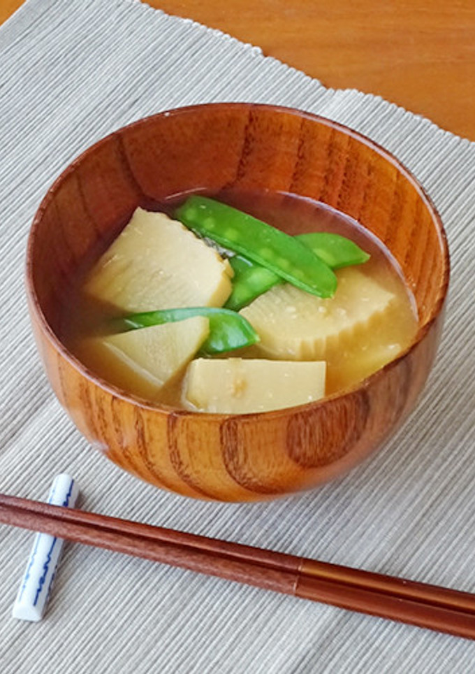 筍と絹さやの味噌汁-レシピのメイン写真