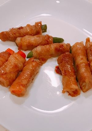 お弁当にも、蓮根人参いんげんの豚肉巻き!-レシピのメイン写真