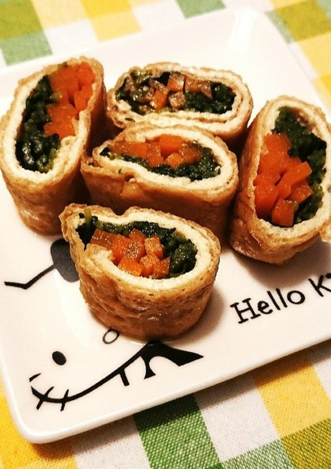 豆苗と人参のお揚げ巻き煮-レシピのメイン写真