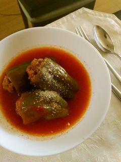 ピーマン丸ごと肉詰めスープ仕立て-レシピのメイン写真
