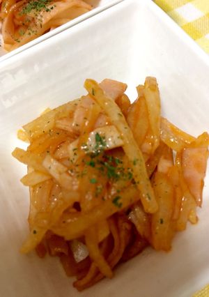 ハムと大根のニンニクケチャップ炒め-レシピのメイン写真