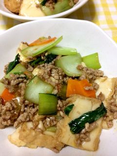 厚揚げ&青梗菜と豚ひき肉のオイスター炒め-レシピのメイン写真