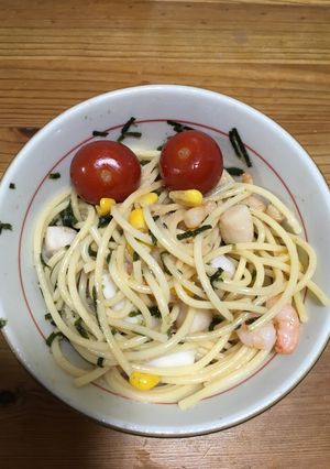 ごま油でシーフードパスタ-レシピのメイン写真
