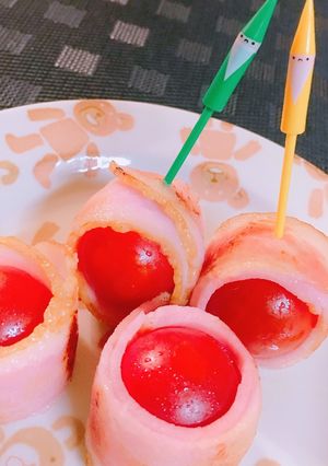お弁当に♬ベーコンくるくるプチトマト-レシピのメイン写真