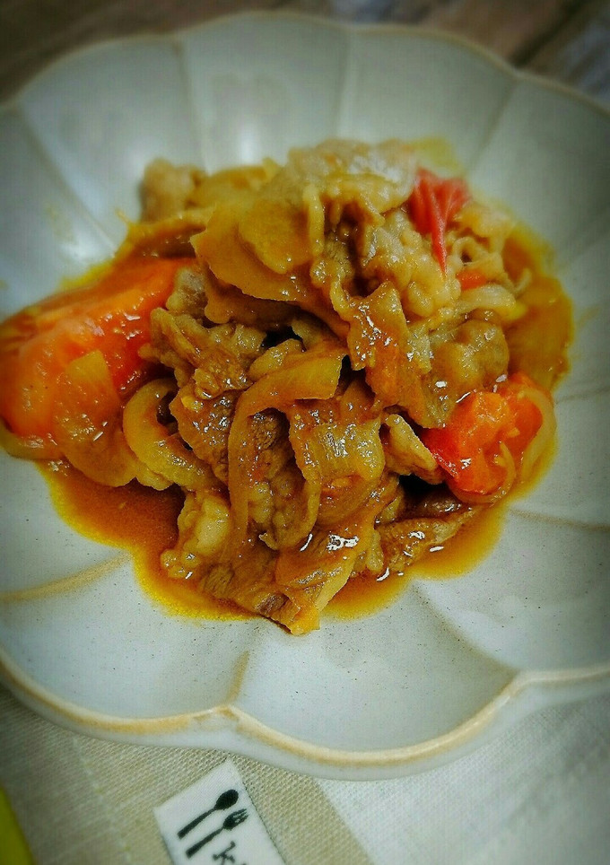 １０分で簡単！牛肉とトマトのカレー炒め-レシピのメイン写真