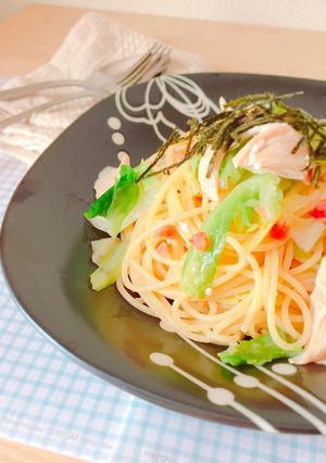 キャベツとささみの梅ごまパスタ-レシピのメイン写真