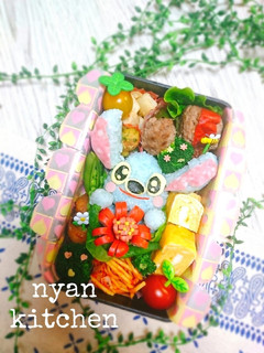 『お花どーぞ♡スティッチ』弁当♡キャラ弁-レシピのメイン写真