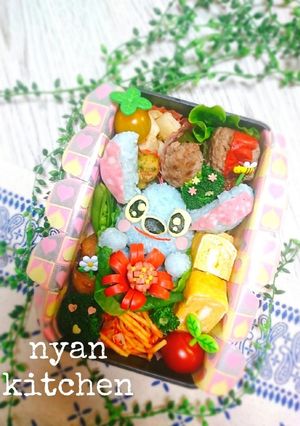 『お花どーぞ♡スティッチ』弁当♡キャラ弁-レシピのメイン写真