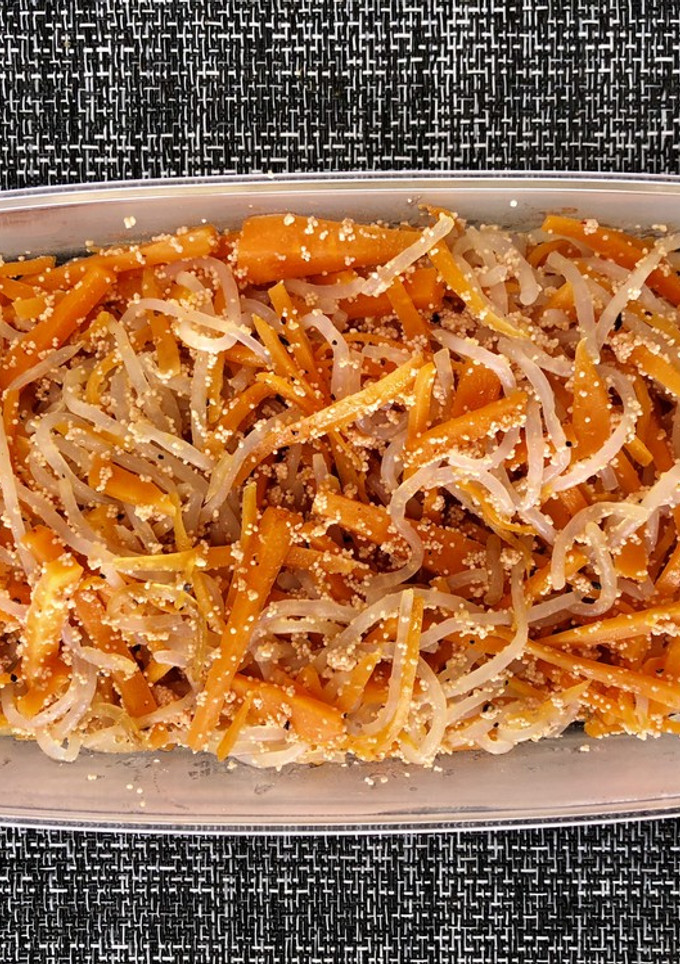 人参と糸蒟蒻と明太子の麺つゆバター炒め-レシピのメイン写真