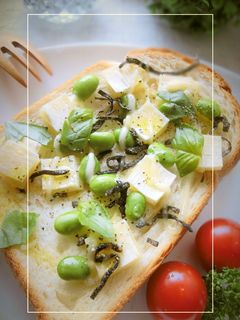 枝豆×チーズたらの塩昆布バジルトースト-レシピのメイン写真
