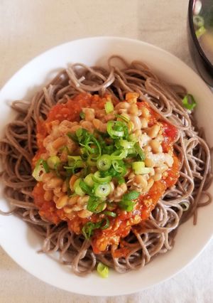 納豆ミートソースそば-レシピのメイン写真