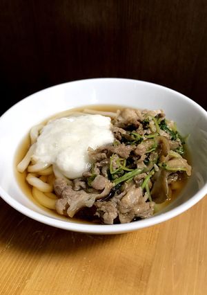 焼肉味の冷製とろろうどん（温めてもおK）-レシピのメイン写真