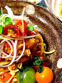 鶏そぼろの味噌トマトパスタ-レシピのメイン写真