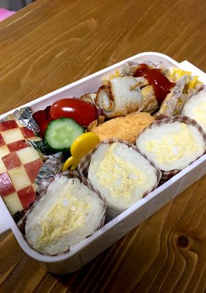 中学生女子 たまごロールサンド弁当-レシピのメイン写真