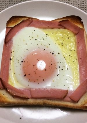 フライパン、油なし☆エッグハムトースト-レシピのメイン写真