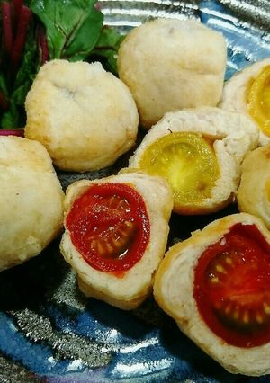 ぷちおかず♥ミニトマトの鶏ささみ包み焼き-レシピのメイン写真