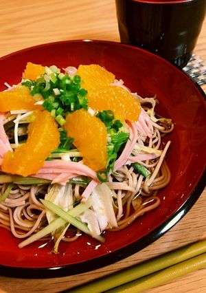 夏！オレンジでさっぱり☆サラダ蕎麦-レシピのメイン写真