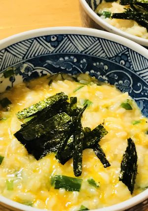 かんたんお粥●ニラ玉子粥・しじみ汁風味-レシピのメイン写真