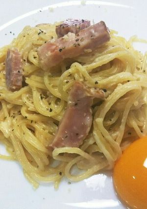 ずぼらナーラ⭐フライパン１つカルボナーラ-レシピのメイン写真