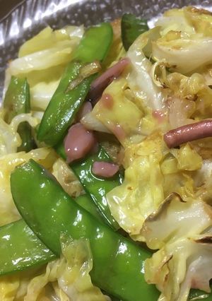 春キャベツとさやいんげんの塩辛炒め-レシピのメイン写真