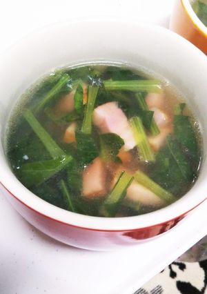 3分で！小松菜とベーコンの中華風スープ-レシピのメイン写真