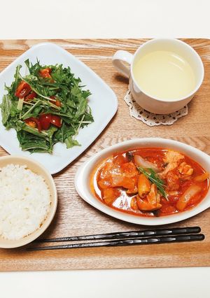 柔らかチキンのナスとチキントマト煮込み-レシピのメイン写真
