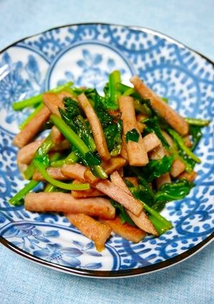 簡単！ほうれん草とスパムのバター醤油炒め-レシピのメイン写真