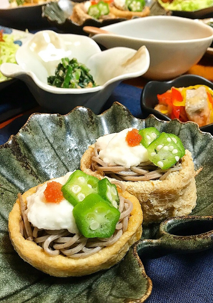 明太とろろ蕎麦稲荷-レシピのメイン写真
