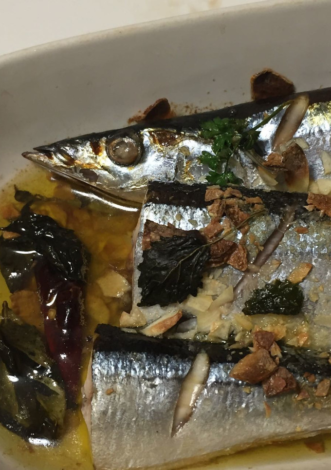 秋刀魚とバジルのアヒージョ-レシピのメイン写真
