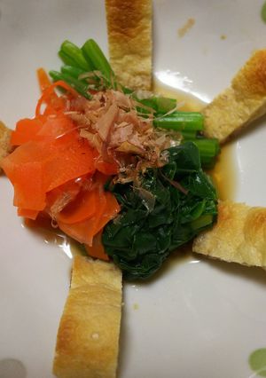 おっさんの焼きあげほうれん草人参のお浸し-レシピのメイン写真