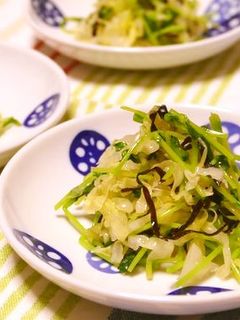 豆苗とキャベツの塩昆布和え-レシピのメイン写真