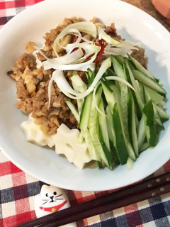 レンチンで♪ジャージャー麺をちくわぶで!-レシピのメイン写真