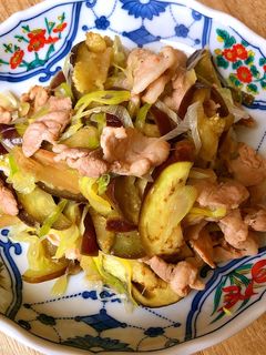 ナスと豚バラの長ネギたっぷり搾菜炒め!-レシピのメイン写真