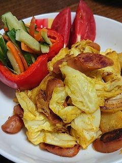 キャベツと大根とソーセージのカレー炒め-レシピのメイン写真