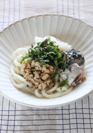 大葉とサバ缶のおろし納豆うどん-レシピのメイン写真
