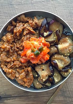 茄子と牛肉のビビンバ　-レシピのメイン写真