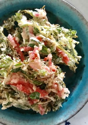 豆苗と紅生姜のかき揚げ　-レシピのメイン写真