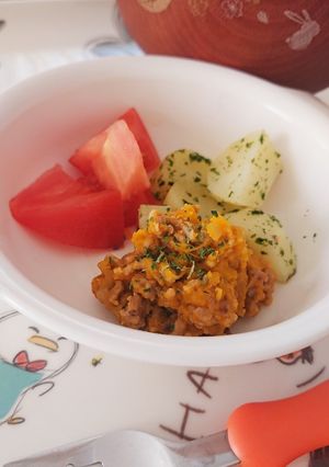 離乳食にも♪かぼちゃとひき肉のおかず-レシピのメイン写真