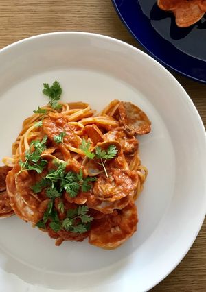 エビとあさりのトマトクリームパスタ -レシピのメイン写真