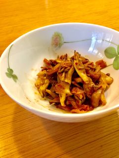 包丁いらず!簡単すぎる舞茸とキムチ炒め-レシピのメイン写真