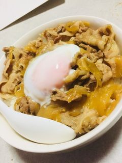 簡単豚丼、牛丼温泉卵乗せ☆-レシピのメイン写真