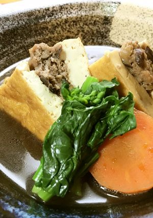 美人レシピ・厚揚げの肉詰め煮-レシピのメイン写真