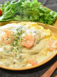 シーフードのホワイトオムライス-レシピのメイン写真