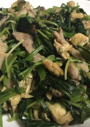豚小間とほうれん草、豆苗の炒め物-レシピのメイン写真