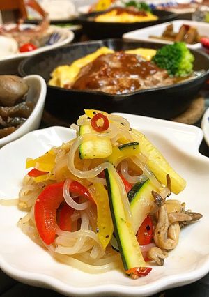 カラフル野菜と白滝のペペロンチーノ-レシピのメイン写真