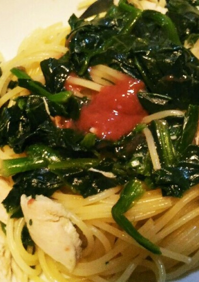 ほうれん草とささみの和風パスタ★梅肉乗せ-レシピのメイン写真